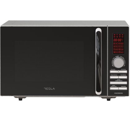 Микровълнова фурна Tesla MW2390MB, 23 литра, 800W, Грил, Размразяване, Дигитално управление, 5 нива на мощност, Сребрист/Черен